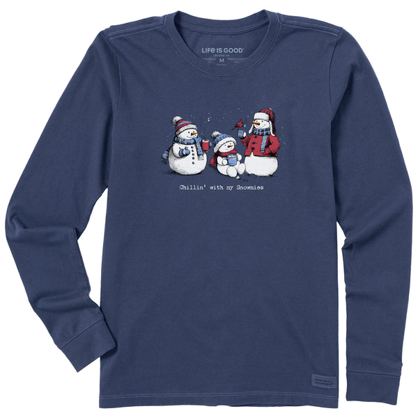 Life Is Good Women's Chillin' With My Snowmies Long Sleeve Crusher Tee