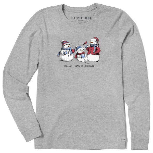 life is good Women's Chillin' with my Snowmies Long Sleeve Crusher Tee