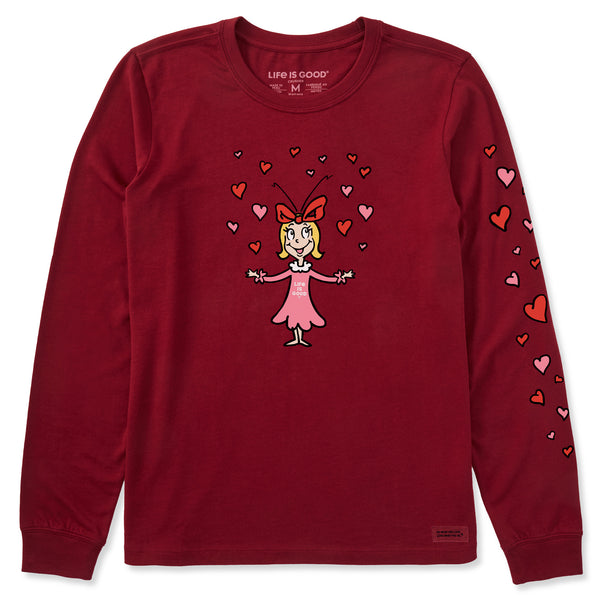 Life Is Good Women's Cindy-Lou Hearts Long Sleeve Crusher Tee