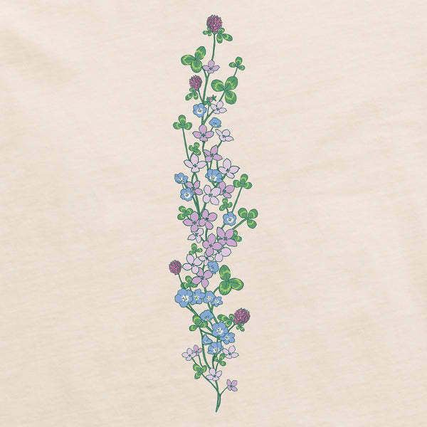 Life Is Good Women's Clovers U0026 Wildflowers Long Sleeve Crusher Boxy Tee