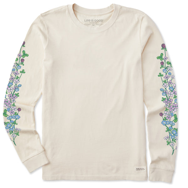 Life Is Good Women's Clovers U0026 Wildflowers Long Sleeve Crusher Tee