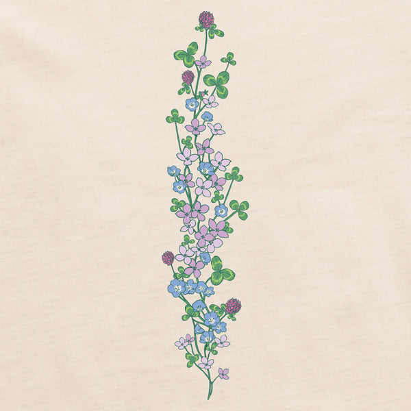 Life Is Good Women's Clovers U0026 Wildflowers Long Sleeve Crusher Tee