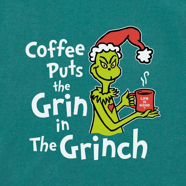 Life Is Good Women's Coffee Puts Grin In Grinch Long Sleeve Crusher Tee