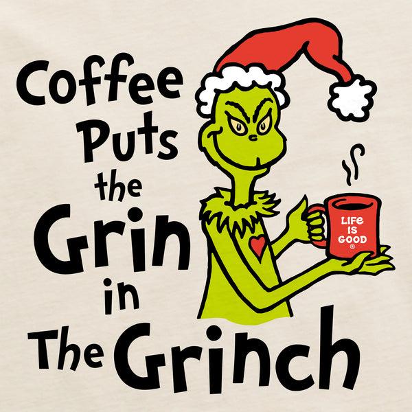 Life Is Good Women's Coffee Puts Grin In Grinch Long Sleeve Crusher Tee