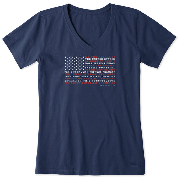 Life Is Good Women's Constitution Flag Short Sleeve Vee