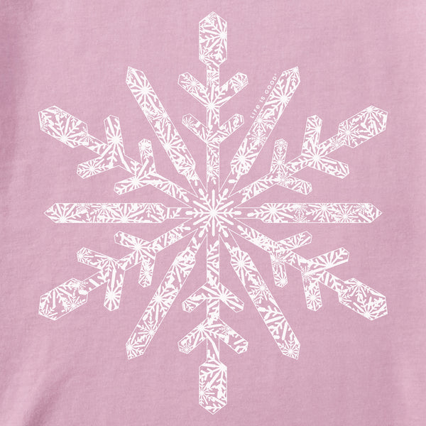 Life Is Good Women's Contrast Snowflake Long Sleeve Crusher Tee