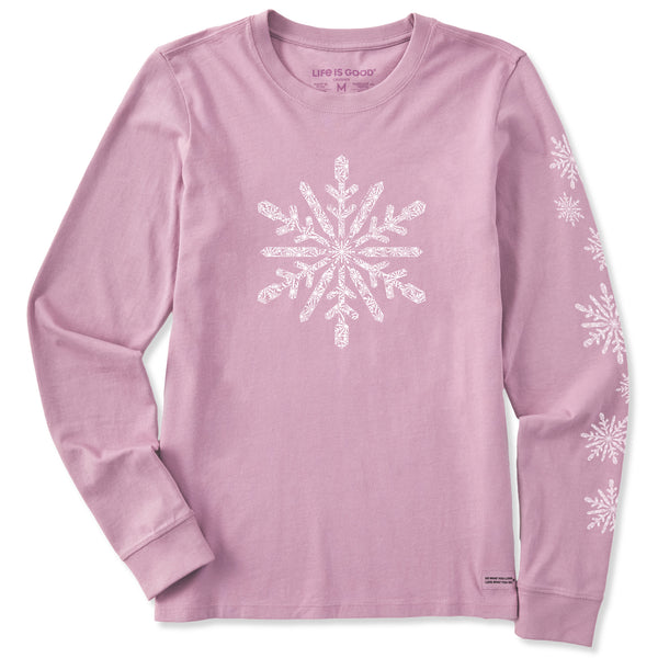 life is good Women's Contrast Snowflake Long Sleeve Crusher Tee
