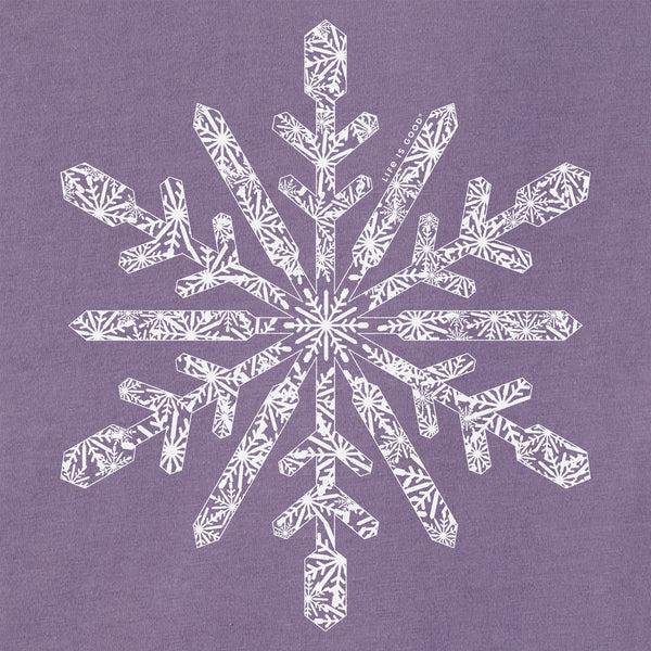 Life Is Good Women's Contrast Snowflake Long Sleeve Crusher Vee