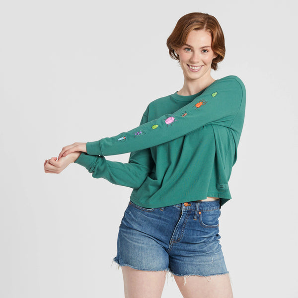 Life Is Good Women's Cool Bugs Long Sleeve Crusher Boxy Tee