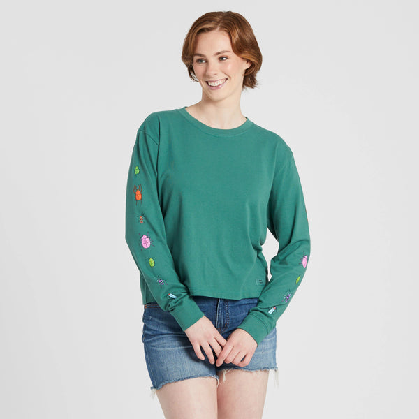 Life Is Good Women's Cool Bugs Long Sleeve Crusher Boxy Tee