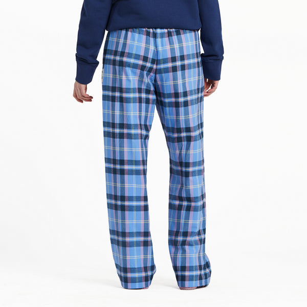 Life Is Good Women's Cornflower And Violet Plaid Classic Sleep Pant