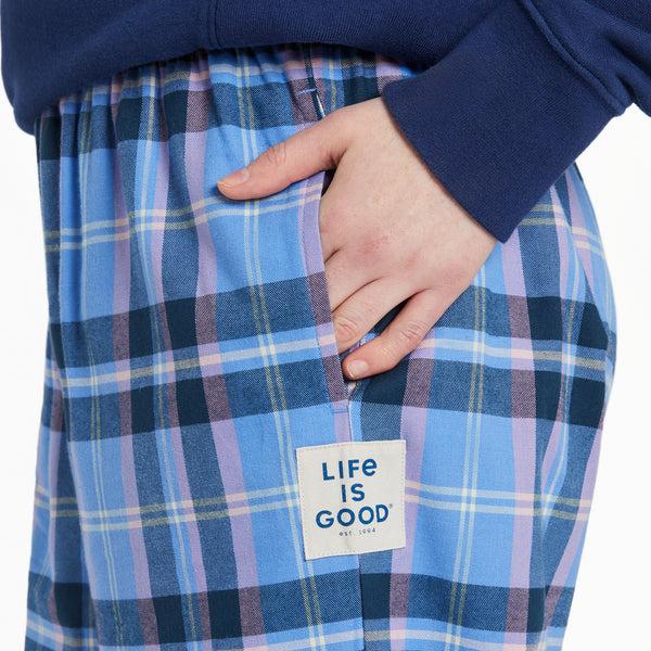 Life Is Good Women's Cornflower And Violet Plaid Classic Sleep Pant