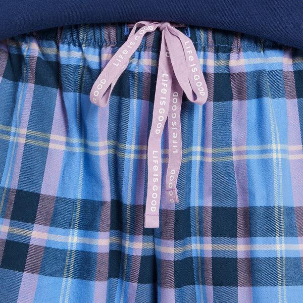 Life Is Good Women's Cornflower And Violet Plaid Classic Sleep Pant