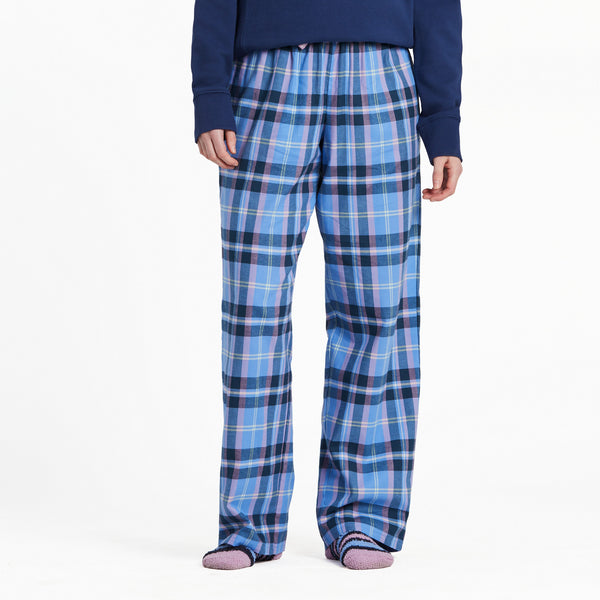 life is good Women's Cornflower and Violet Plaid Classic Sleep Pant