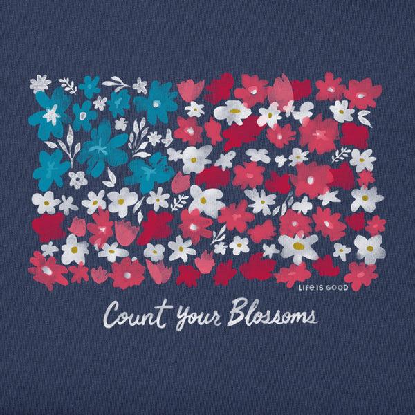 Life Is Good Women's Count Your Blossoms USA Flag Short Sleeve Tee