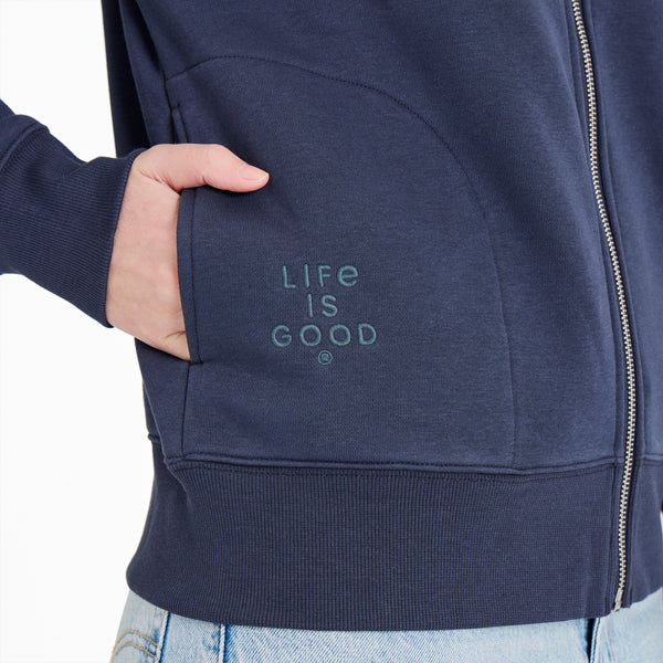 Life Is Good Women's Crafty LIG Stacked Good Vibes Fleece Zip Hoodie