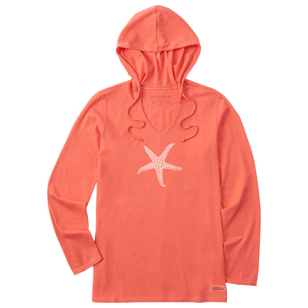 life is good Women's Crafty Starfish Long Sleeve Crusher-LITE Hooded Tee