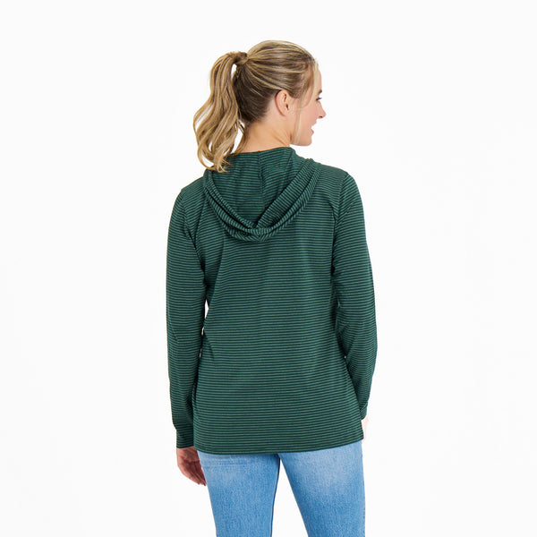 Life Is Good Women's Crafty Wildflowers Long Sleeve Striped Crusher-LITE Hooded Tee