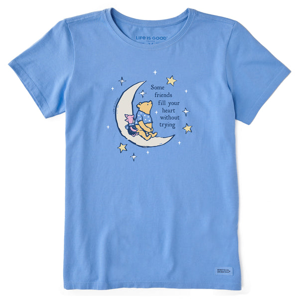 Life Is Good Women's Crescent Moon Winnie And P Short Sleeve Tee