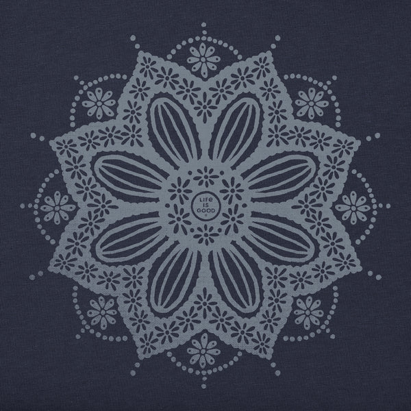 Life Is Good Women's Crochet Mandala Daisy Crusher-FLEX Oversized Crew