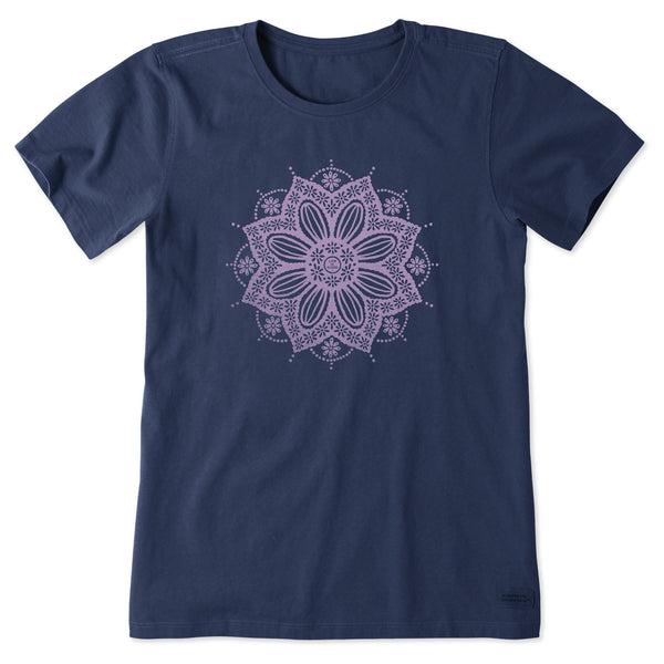 life is good Women's Crochet Mandala Daisy Short Sleeve Crusher Tee
