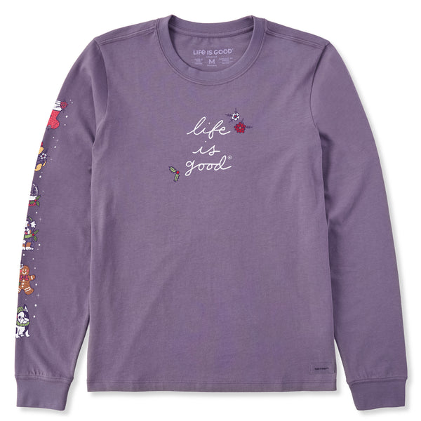 life is good Women's Cute Holiday LIG Long Sleeve Crusher Tee