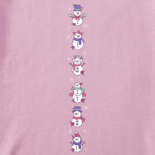 Life Is Good Women's Cute Snowmen Long Sleeve Crusher Boxy Tee