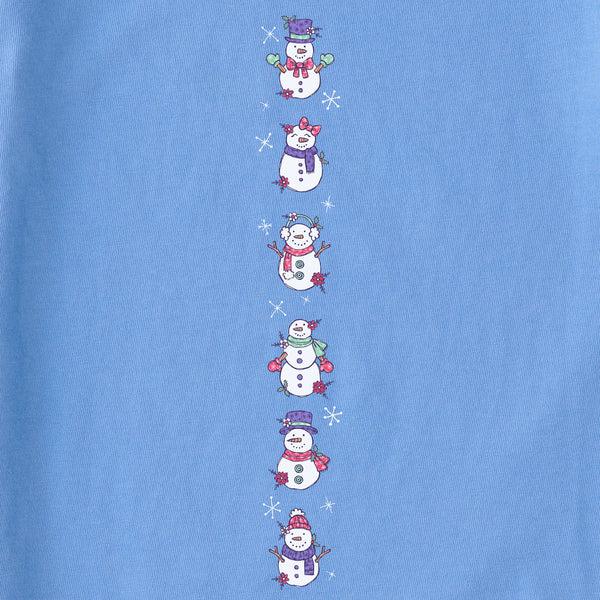Life Is Good Women's Cute Snowmen Long Sleeve Crusher Boxy Tee