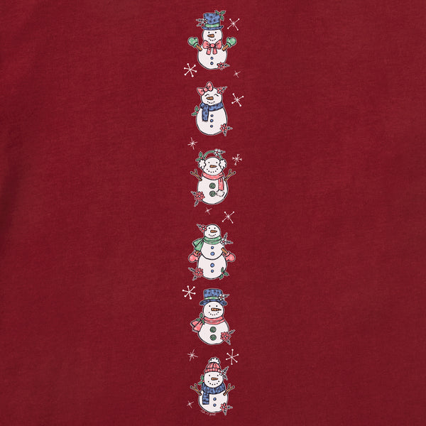 Life Is Good Women's Cute Snowmen Long Sleeve Crusher Vee