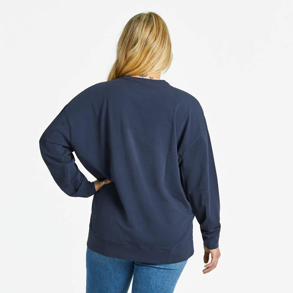 Life Is Good Women's Daisies Mandala Crusher-FLEX Oversized Crew