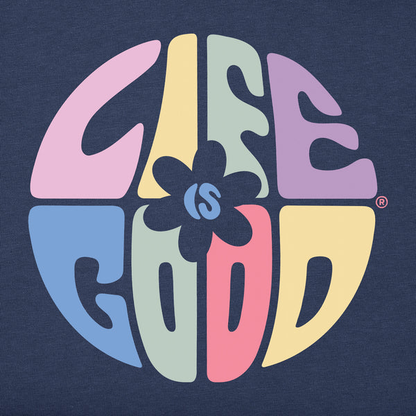 Life Is Good Women's Daisy Circle Psychedelic Long Sleeve Crusher Tee