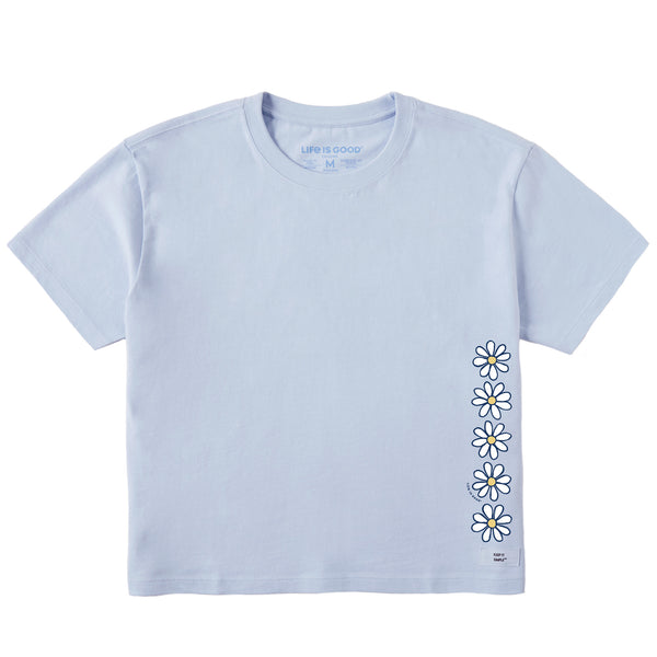 Life Is Good Women's Daisy Vertical Chain Short Sleeve Crusher Boxy Tee