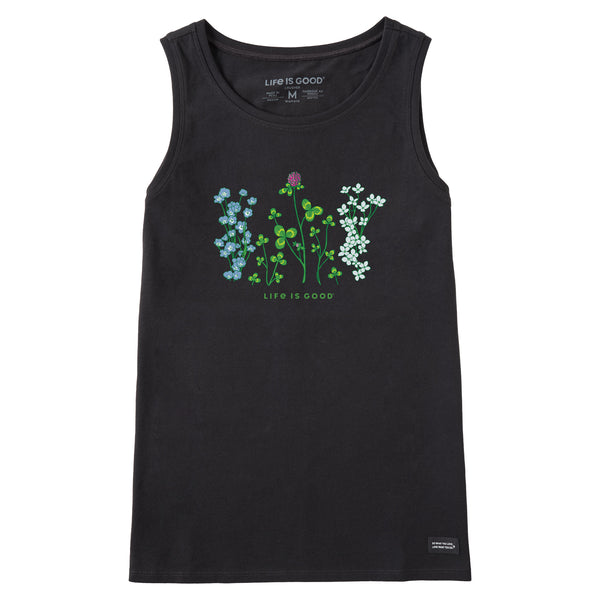 life is good Women's Detailed Clovers and Wildflowers Crusher Tank