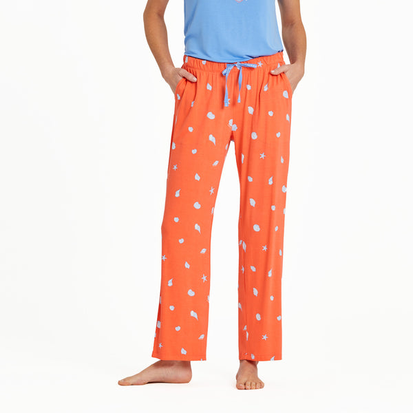 life is good Women's Detailed Seashell Pattern Lightweight Sleep Pant