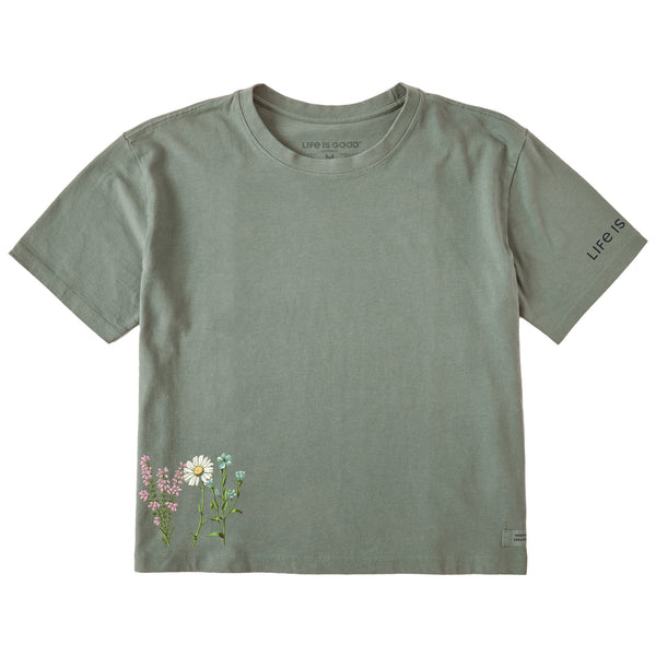 life is good Women's Detailed Wildflower Garden Short Sleeve Crusher Boxy Tee