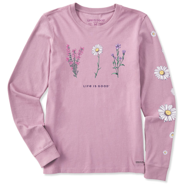 Life Is Good Women's Detailed Wildflowers Long Sleeve Crusher Tee