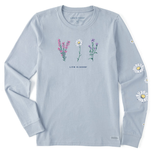 life is good Women's Detailed Wildflowers Long Sleeve Crusher Tee
