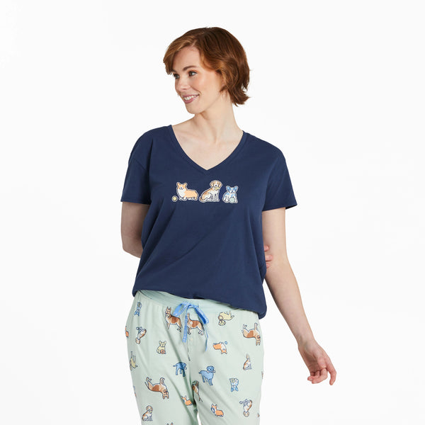 life is good Women's Dog Playdate Snuggle Up Relaxed Sleep Vee