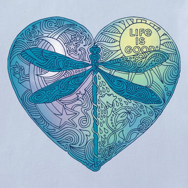 Life Is Good Women's Dragonfly Heart Short Sleeve Vee