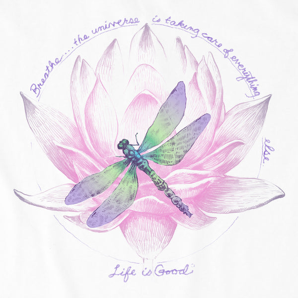 Life Is Good Women's Dragonfly Lotus Breathe Short Sleeve Tee