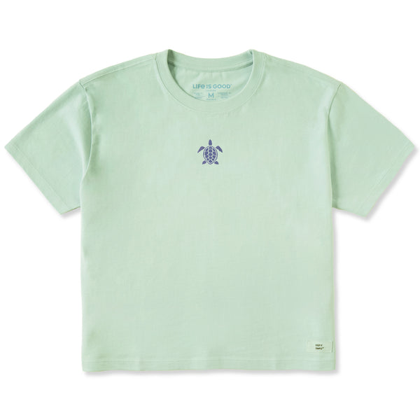 life is good Women's Embroidered Beachy Turtle Short Sleeve Crusher Boxy Tee
