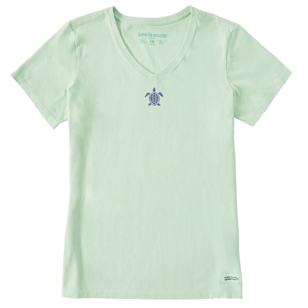 life is good Women's Embroidered Beachy Turtle Short Sleeve Crusher Vee