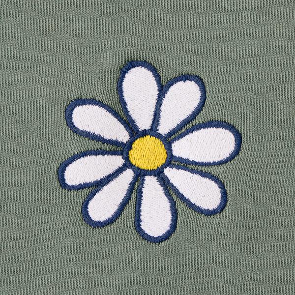 Life Is Good Women's Embroidered Daisy Short Sleeve Crusher Boxy Tee