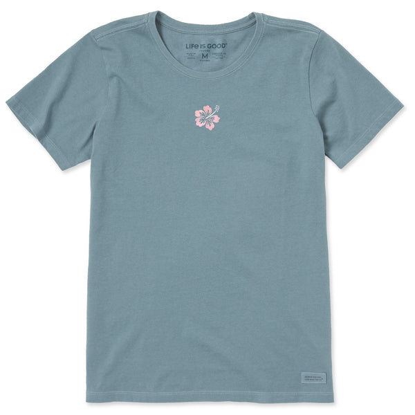 Life Is Good Women's Embroidered Hibiscus Short Sleeve Crusher Tee
