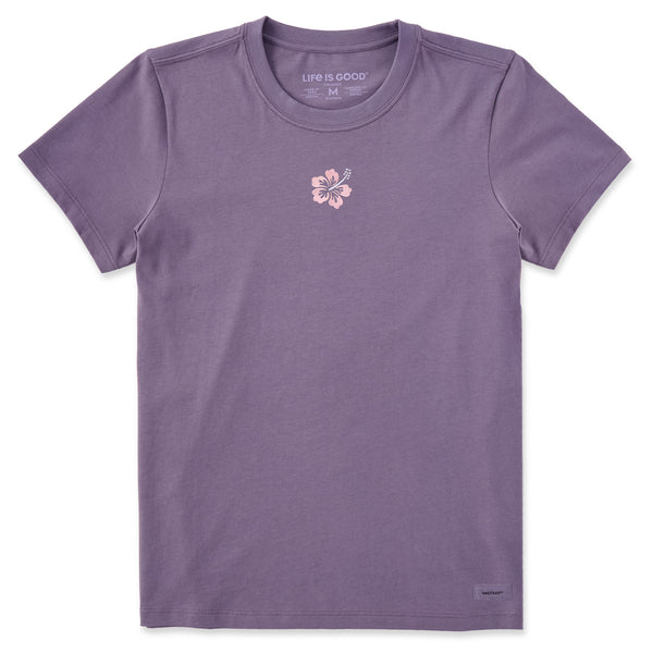 life is good Women's Embroidered Hibiscus Short Sleeve Crusher Tee