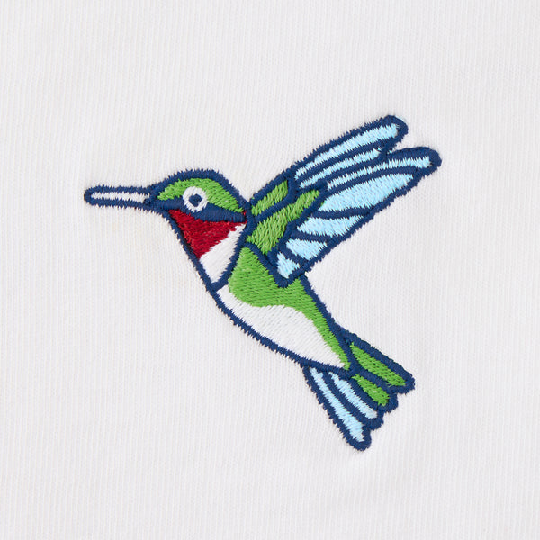 Life Is Good Women's Embroidered Hummingbird Short Sleeve Crusher Vee