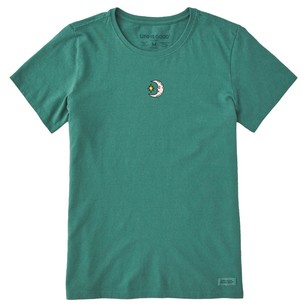 life is good Women's Embroidered Moon and Star Short Sleeve Crusher Tee