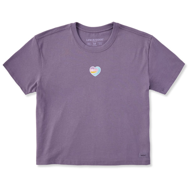 life is good Women's Embroidered Ocean Heart Short Sleeve Crusher Boxy Tee