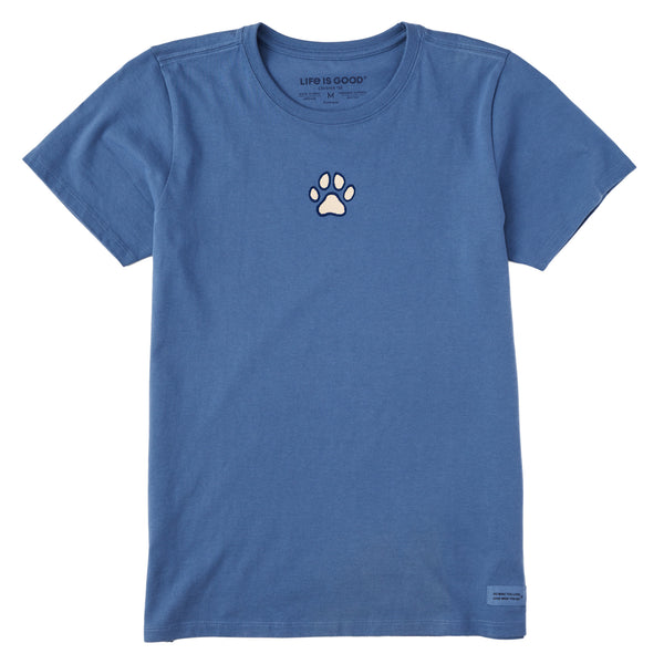 life is good Women's Embroidered Paw Short Sleeve Crusher Tee