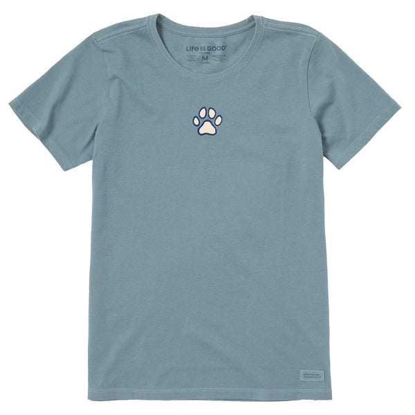 life is good Women's Embroidered Paw Short Sleeve Crusher Tee